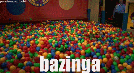 Sheldon from The Big Bang Theory saying Bazinga.